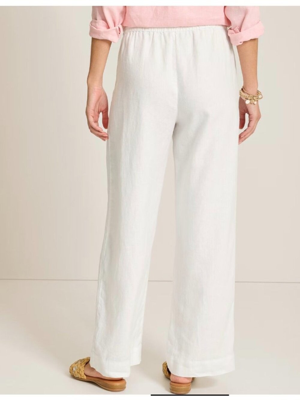 Tommy Bahama Two Palms Linen Pants Women Sz L Drawstring Pull-On White Comfort - Picture 15 of 15
